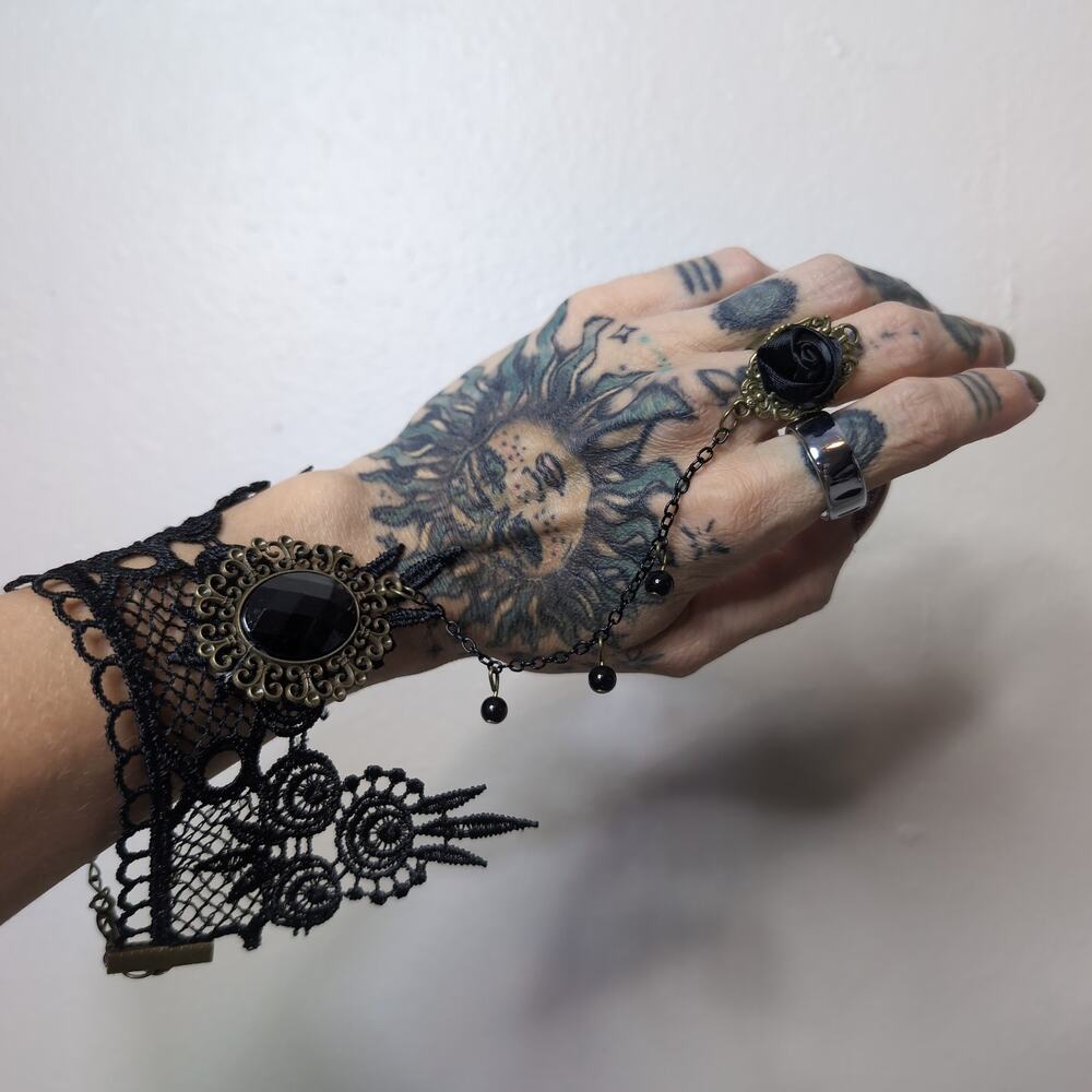Black Lace Gothic Bracelet Ring